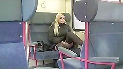 Blonde ho bate blow fuck and swallow on the train