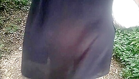 BBW Wife Flashing Pierced Pussy and Ass in The Wood