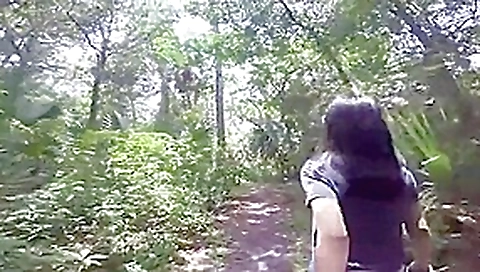 Petite asian girl takes a BBC break in the park