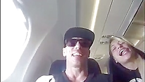 Airplane handjob blowjob