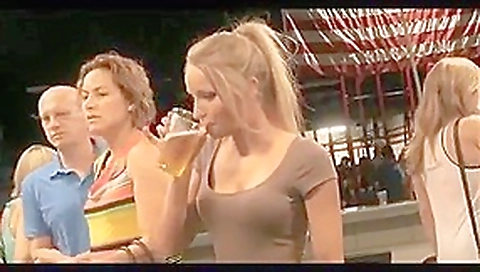 Girl flash at bar