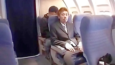 Asian Stewardess gives Hot Handjob on Airplane