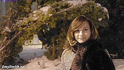 Jeny Smith naked in snow fall walking through the city