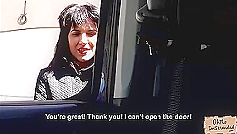 Hot Bella Beretta sucks a drivers cock