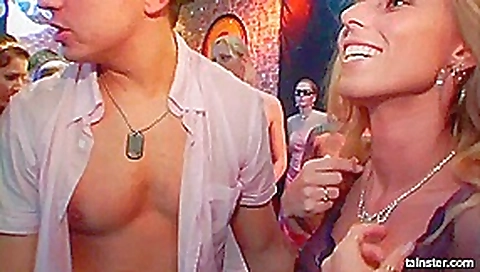 Sexy babes dances and fucks in public
