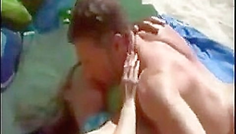 Nude beach - amateur bareback mmf threesome