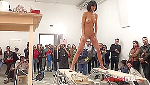 Naked Skinny Vixen In The Museum - Public Nudity
