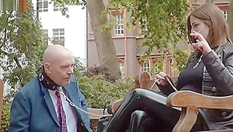 CRUEL ENGLISH FEMDOM - VERY PUBLIC FOOT SLAVE Full length.Mistress Evilyne