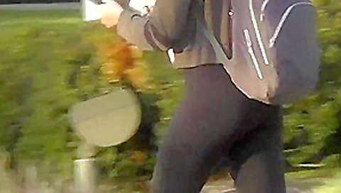 Two public ejaculations watching college spandex leggings