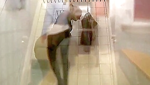 fucked in pool changing room in one piece bathing suit