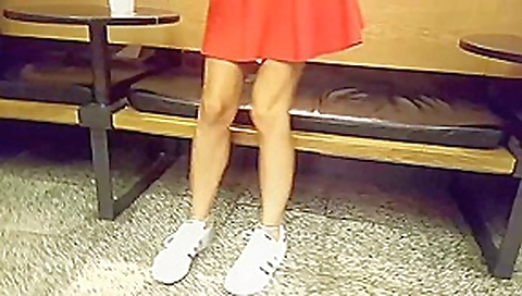 her sexy legs hot crossing short upskirt