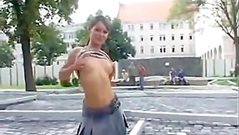 Girl flashing and pissing in public Pt 1