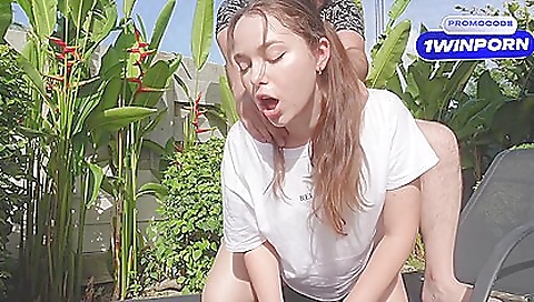 Fucked My Bosss Hot Stepdaughter By His Pool. Cum In Her With Valeria Sladkih