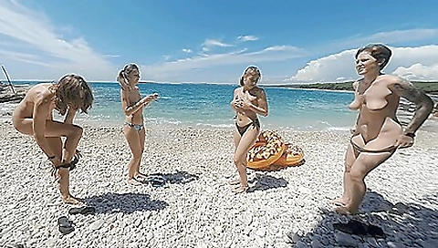 Rebeka Ruby And Miss Pussycat - Vacation To A Topless Beach Then Late Night 4 Girl Naked Dancing Adreana Sammy - Outdoor Amateurs Party