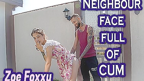 Helping My Neighbour With A Face Full Of Cum - Cute Babe Outdoor 3d Porn - Zoe Foxxy