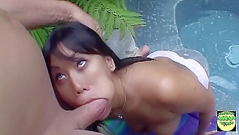 Outdoor By The Pool Guy Hardcore Drills Shaved Pussy Sexy Asian Girls In Cowgirl Position