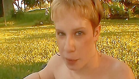 Trans Non Binary Whatever With Tits And Pussy Blows And Eats Sperm Outdoors!