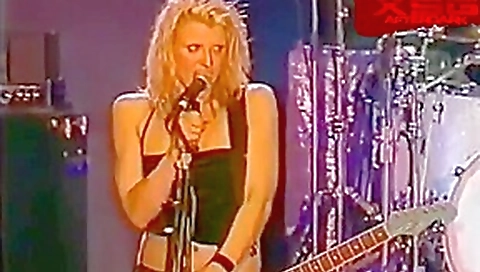 Hole's Courtney Love in topless on stage at the Big Day Out 1999