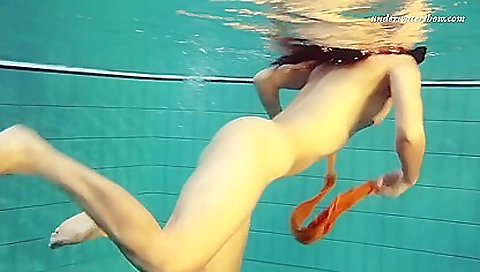 Sexy Orange Stockings Of Markova Underwater