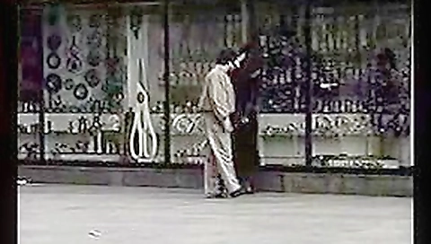 Vintage public BDSM movie of a hot brunette slave