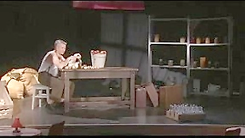 Public sex on a stage of a theatre as people watch