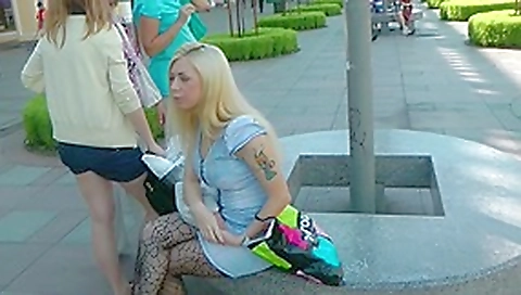 Golden-Haired in nylons does anal fuck