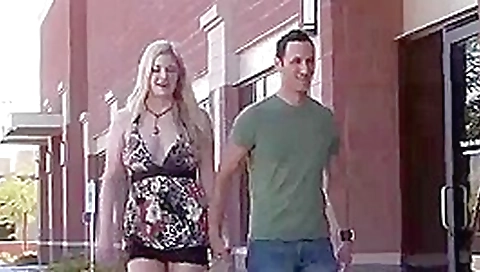Horny Blonde honey with big tits fucked in public place