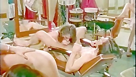 Classic sex tape with a hot orgy at the barbershop