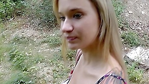 Tattooed blonde in public sex