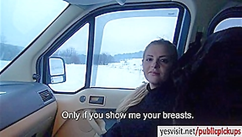 Eurobabe Alexa flashes her massive tits