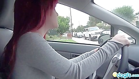 Emo girlfriend teasing in the car