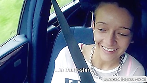 Brunette teen 18+ got a huge dick in car POV