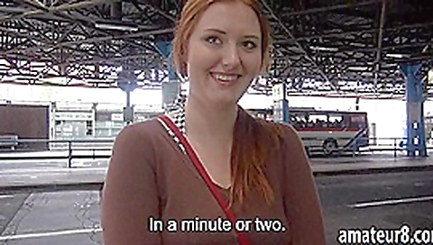 Amateur busty Eurobabe fucked in bus station for cash