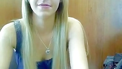 Blonde immature slut teases on a webcam